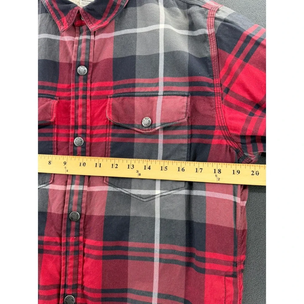 The North Face Mens Red Plaid Sherpa Lined Campshire Flannel Shacket Small